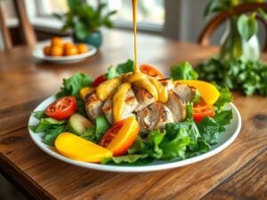 Salada de Frango com Molho de Mostarda Tropical