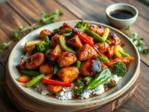 Frango Oriental ao Molho Shoyu Keto com Legumes Crocantes