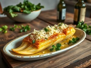 Palmito Assado com Parmesão Crocante