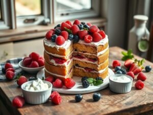 Bolo Low Carb de Aniversário Saudável com Frutas Vermelhas