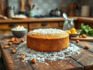 Bolo Low Carb Sem Adoçante Artificial de Coco e Amêndoas