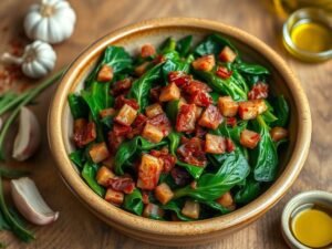 Couve Refogada com Bacon Crocante
