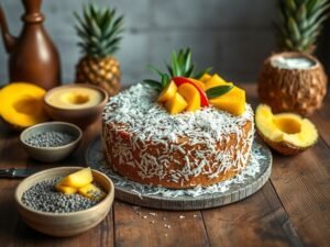Bolo Low Carb de Chia e Coco Tropical