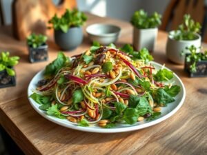 Salada de brotos e sementes vibrantes