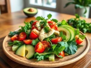 Salada com Molho de Tahine Tropical