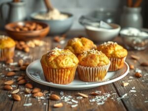 Muffin low carb fofinho de Coco e Amêndoas