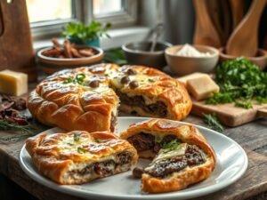 Torta low carb de carne seca e queijo coalho