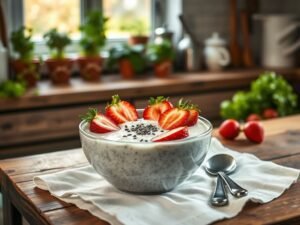 Chia Pudding Vegetariano Low Carb de Morango