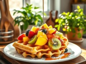 Waffle Vegetariano Low Carb de Coco Tropical