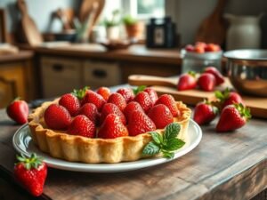 Torta Doce Vegetariana Low Carb de Morango Delícia