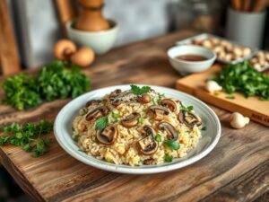 Risoto Vegano Low Carb de Cogumelos Delícia