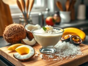 Pudim Vegano Low Carb de Coco Delícia Tropical
