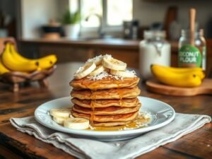 Panqueca Doce Vegana Low Carb de Coco e Banana