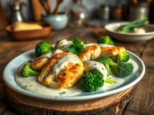 Frango com Brócolis ao Molho Branco Delicioso