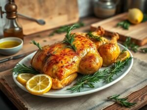 Frango Assado com Limão e Alecrim Delicioso