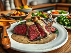 Picanha ao Ponto com Molho de Cogumelos Deliciosos