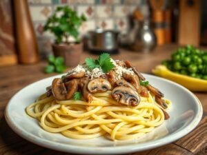 Talharim de Chuchu ao Molho Funghi