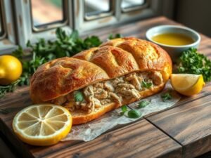 Pão low carb com recheio de atum crocante
