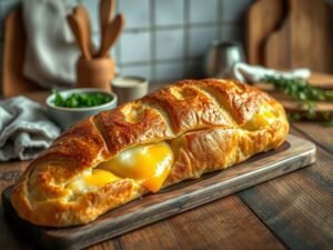 Pão low carb com recheio de queijo derretido