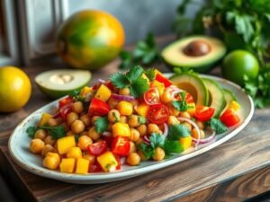 Salada de Grão de Bico Low Carb Tropical