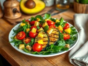 Salada com Abobrinha Grelhada Tropical