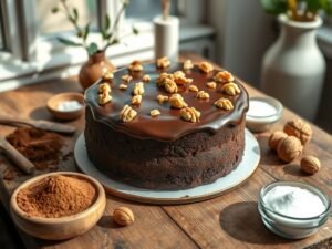 Bolo Low Carb Sem Farinha de Chocolate com Nozes